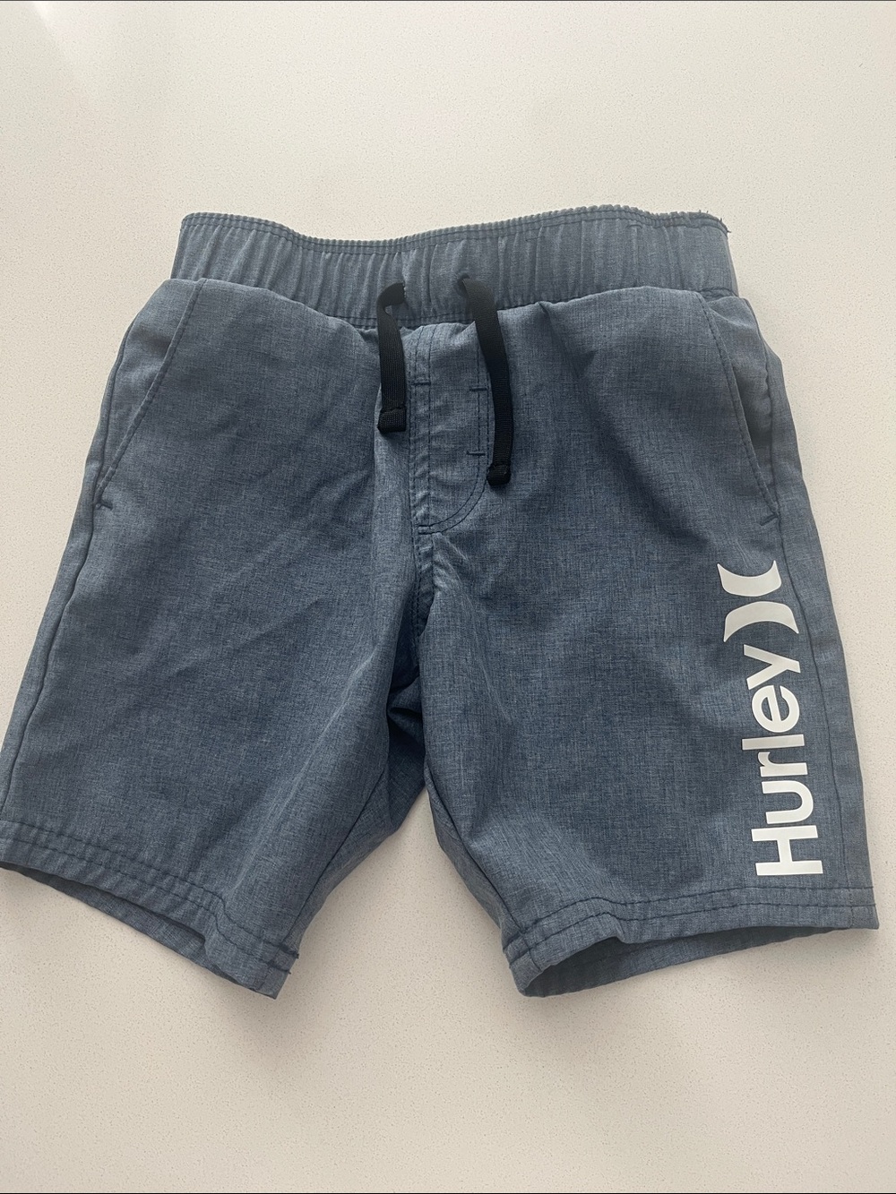 Hurley Kids Grey-Blue Elastic Waist Shorts with Logo